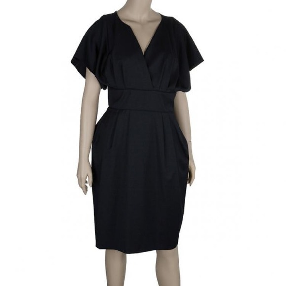 Kenzo Womens Black Front Wrap Knee‎ Length Dress Sz 38 Academia Office Business